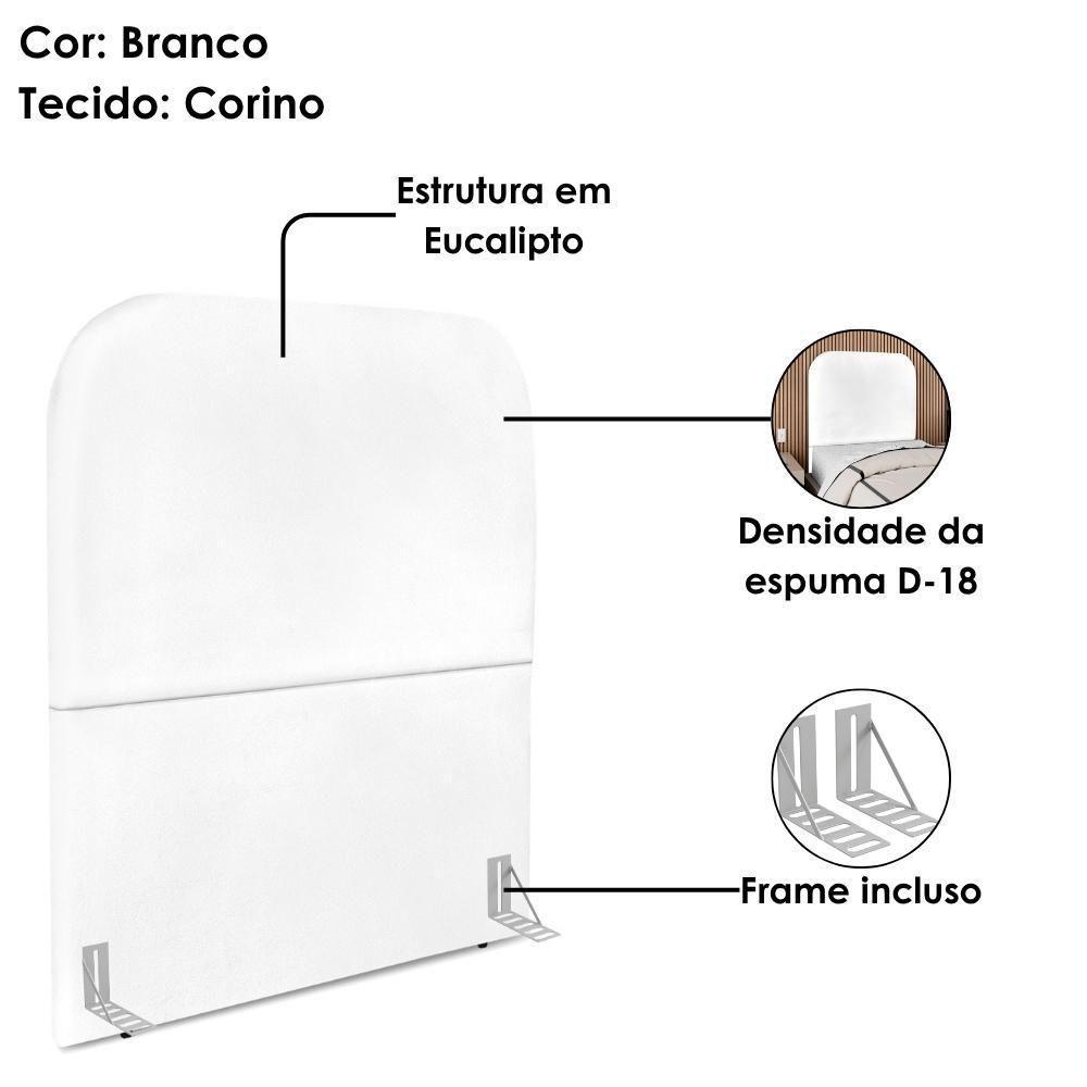 Cabeceira Solteiro 100 Cm Com Frame Alana Corino Branco Artte Branco - 4