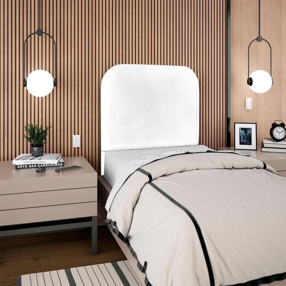 Cabeceira Solteiro 100 Cm Com Frame Alana Corino Branco Artte Branco - 8