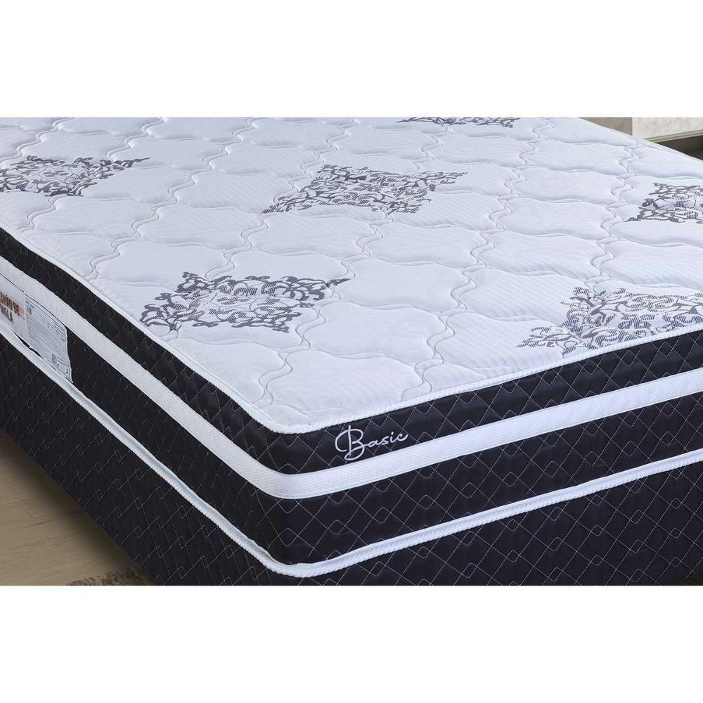 Cama Box Baú Queen: Colchão Molas Ensacadas Paropas Basic Black + Base Crc Suede Black (158x198) - 2