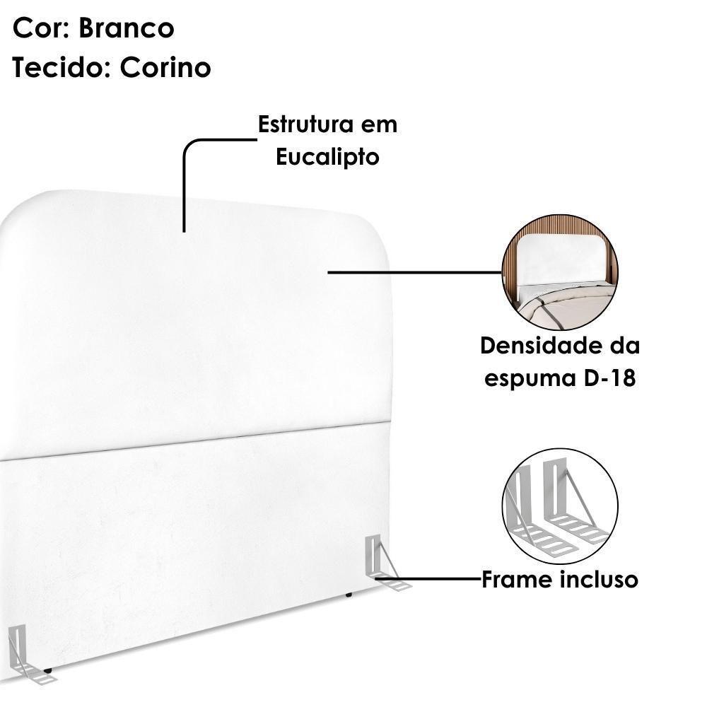 Cabeceira Casal 140 Cm Com Frame Alana Corino Branco Artte Branco - 4