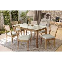 Mesa De Sala Jantar Petra Madeira Maciça C- Tampo Madeirado C- Vidro 160x90cm Carvalho-freijo Bronze - Kappesberg - 4