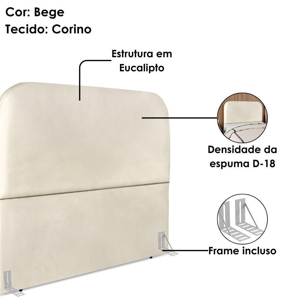 Cabeceira Casal 140 Cm Com Frame Alana Corino Bege Artte Bege - 4
