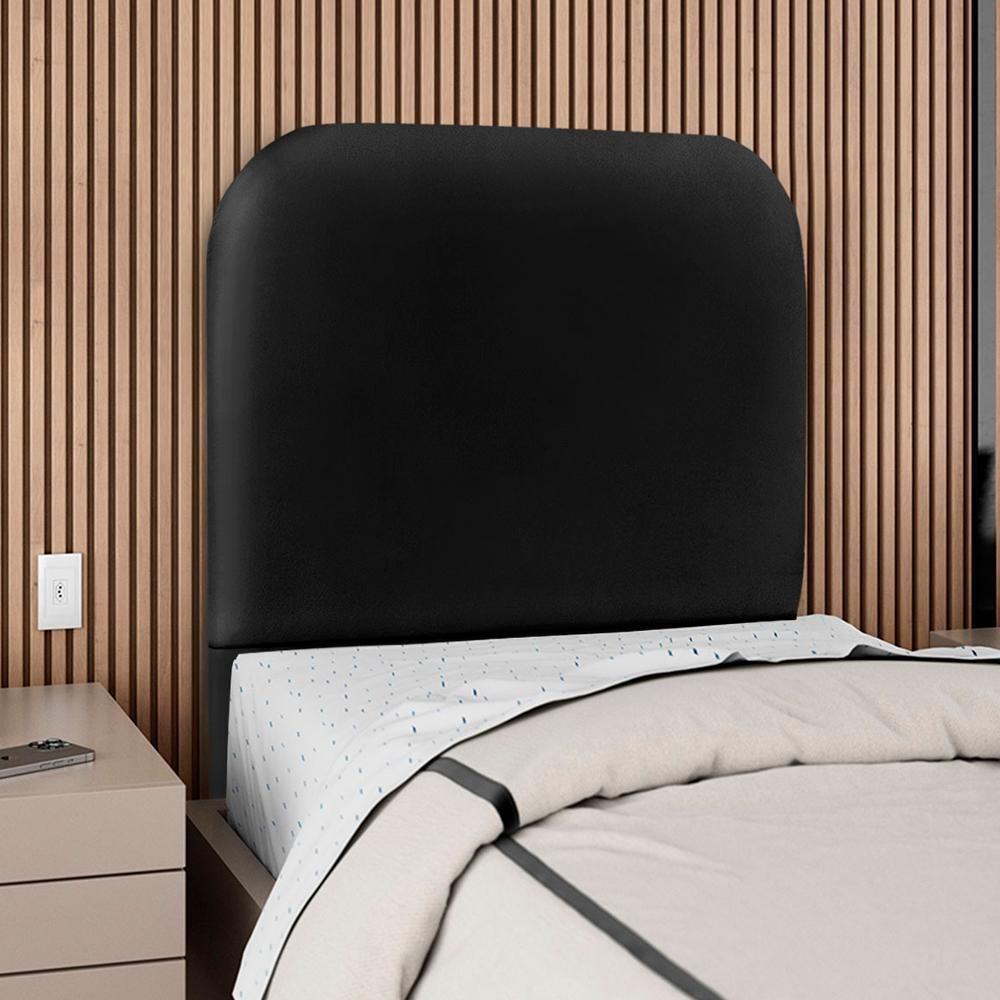 Cabeceira Solteiro 100 Cm Com Frame Alana Corino Preto Artte Preto - 2