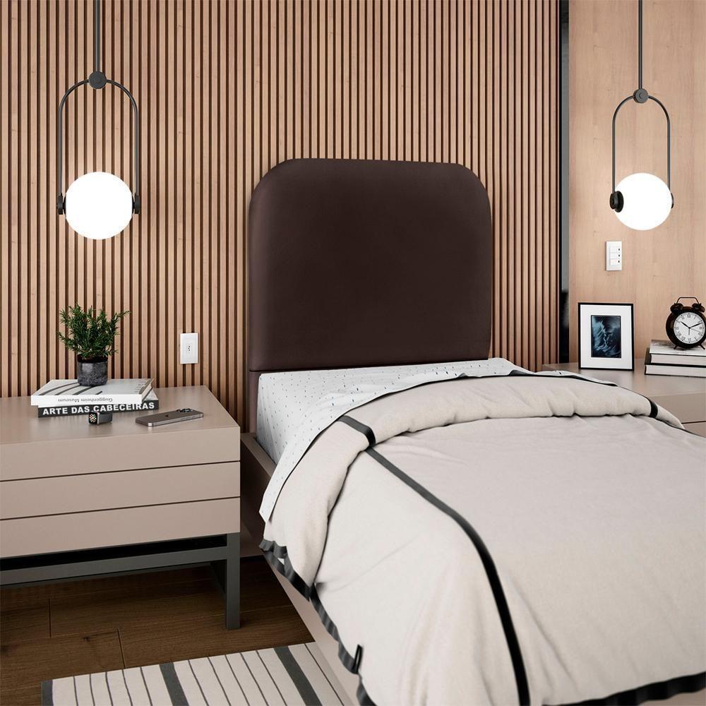 Cabeceira Solteiro 100 Cm Com Frame Alana Corino Marrom Artte Marrom - 8
