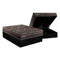 Cama Box Baú Queen: Colchão Molas Ensacadas Paropas Privilege + Base Crc Suede Black (158x198) - 1