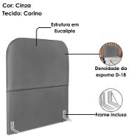 Cabeceira Solteiro 100 Cm Com Frame Alana Corino Cinza Artte Cinza