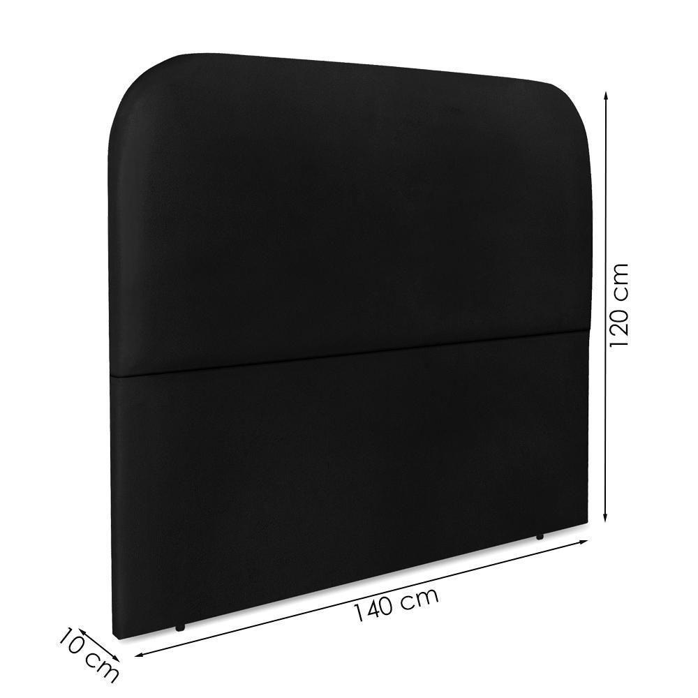 Cabeceira Casal 140 Cm Com Frame Alana Corino Preto Artte Preto - 3
