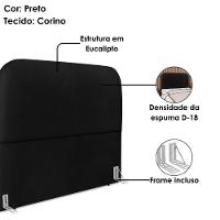 Cabeceira Casal 140 Cm Com Frame Alana Corino Preto Artte Preto