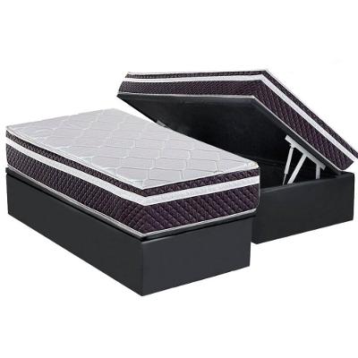 Cama Box Baú Solteiro: Colchão Molas Masterpocket Ensacadas Herval C1789 + Base Crc Suede Gray (88x188)