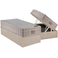 Cama Box Baú Solteiro: Colchão Molas Ensacadas Ortobom Ortobom Fort Airtech + Base Crc Suede Clean (88x188) - 1