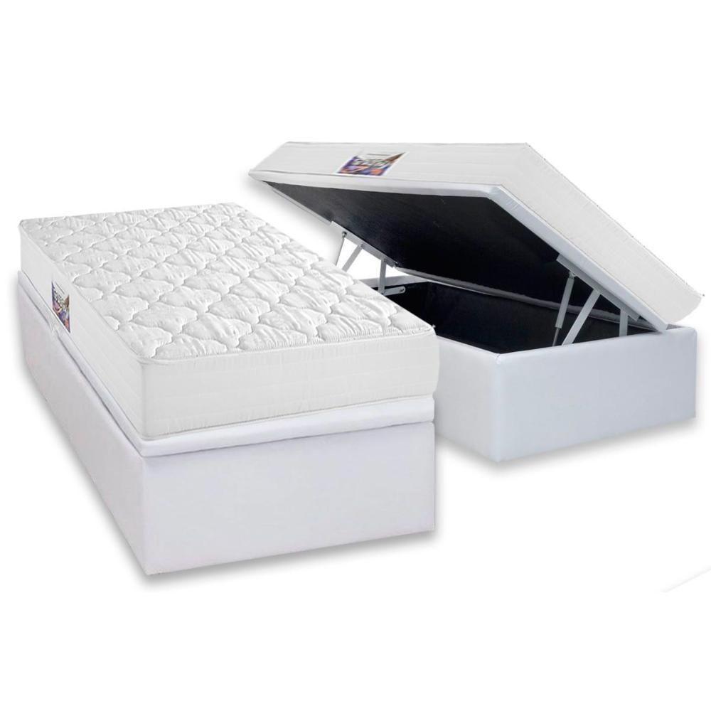 Cama Box Baú Solteiro: Colchão Espuma D45 Herval New Top + Base Crc Linhão White (88x188) - 1