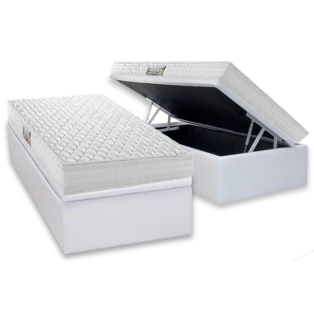 Cama Box Baú Solteiro: Colchão Anatômico Herval Ag65 Frontier + Base Crc Linhão White (88x188) - 1