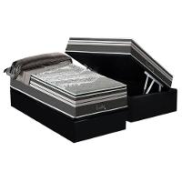 Cama Box Baú Solteiro: Colchão Molas Ensacadas Paropas Excellent Grafite + Base Crc Suede Black (88x188) - 1
