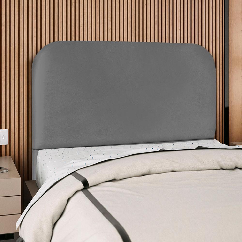 Cabeceira Casal 140 Cm Com Frame Alana Corino Cinza Artte Cinza - 2
