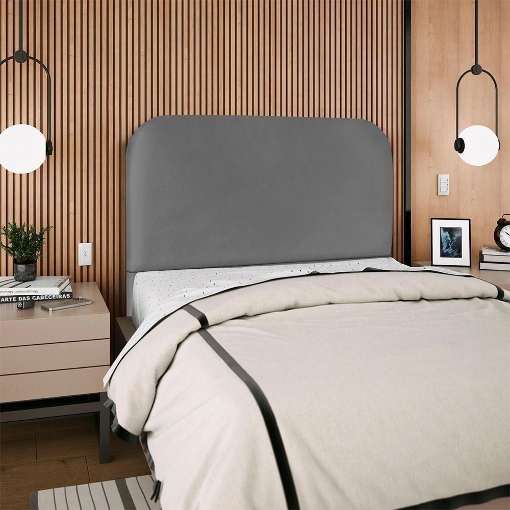 Cabeceira Casal 140 Cm Com Frame Alana Corino Cinza Artte Cinza - 8