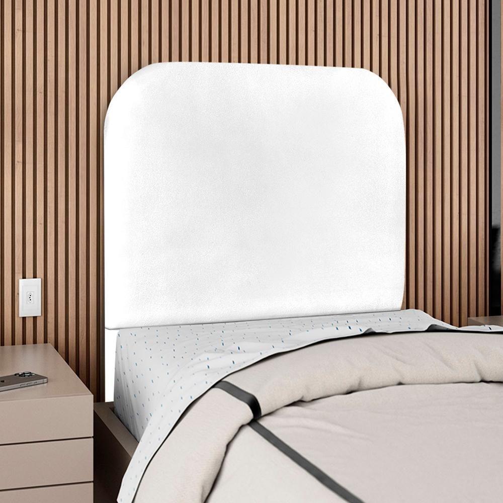 Cabeceira Solteiro 90 Cm Com Frame Alana Corino Branco Artte Branco - 2