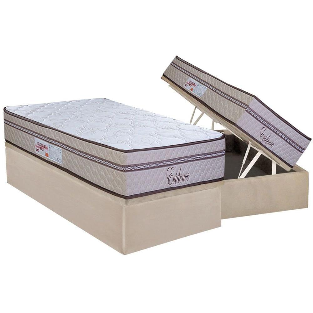Cama Box Baú Solteiro: Colchão Molas Masterpocket Ensacadas Paropas Evidence + Base Crc Suede Clean (88x188) - 1