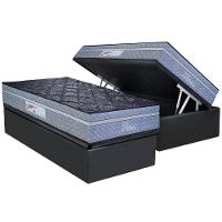 Cama Box Baú Solteiro: Colchão Molas Masterpocket Ensacadas Paropas Petrus Chumbo + Base Crc Suede Gray (88x188) - 1