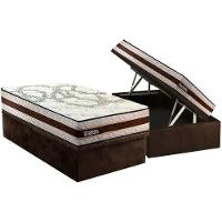 Cama Box Baú Solteiro: Colchão Ortopédico Paropas D45 Resiste Hotel + Base Crc Suede Brown (88x188) - 1