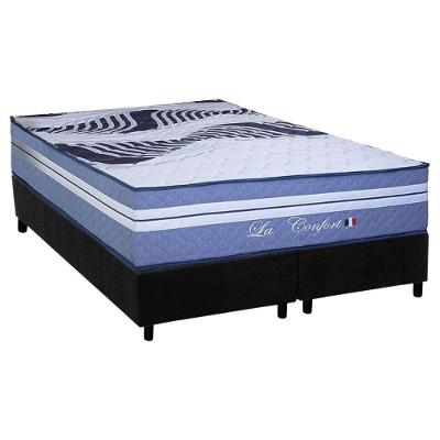 Cama Box King: Colchão Molas Ensacadas Paropas La Confort + Base Crc Suede Black (193x203)