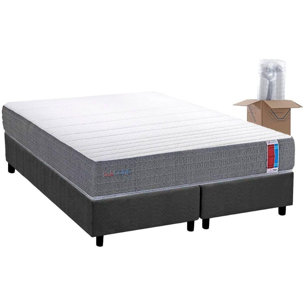 Conjunto Box Queen: Colchão Espuma Herval D28 Singlecore + Base Crc Suede Gray (158x198) - 1