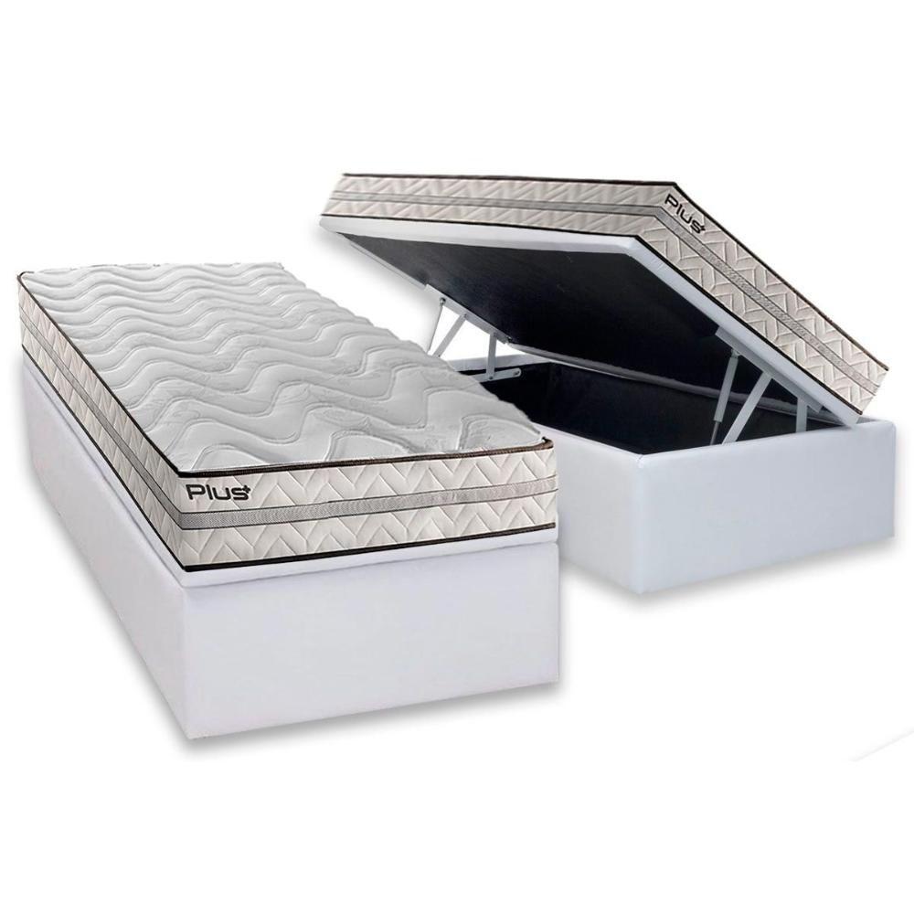 Cama Box Baú Solteiro: Colchão Espuma D33 Paropas Pasquale Plus + Base Crc Linhão White (88x188) - 1