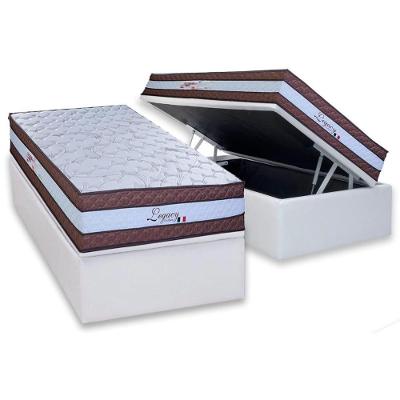 Cama Box Baú Solteiro: Colchão Molas Ensacadas Paropas Legacy White + Base Crc Linhão White (88x188)