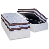 Cama Box Baú Solteiro: Colchão Molas Ensacadas Paropas Legacy White + Base Crc Linhão White (88x188) - 1