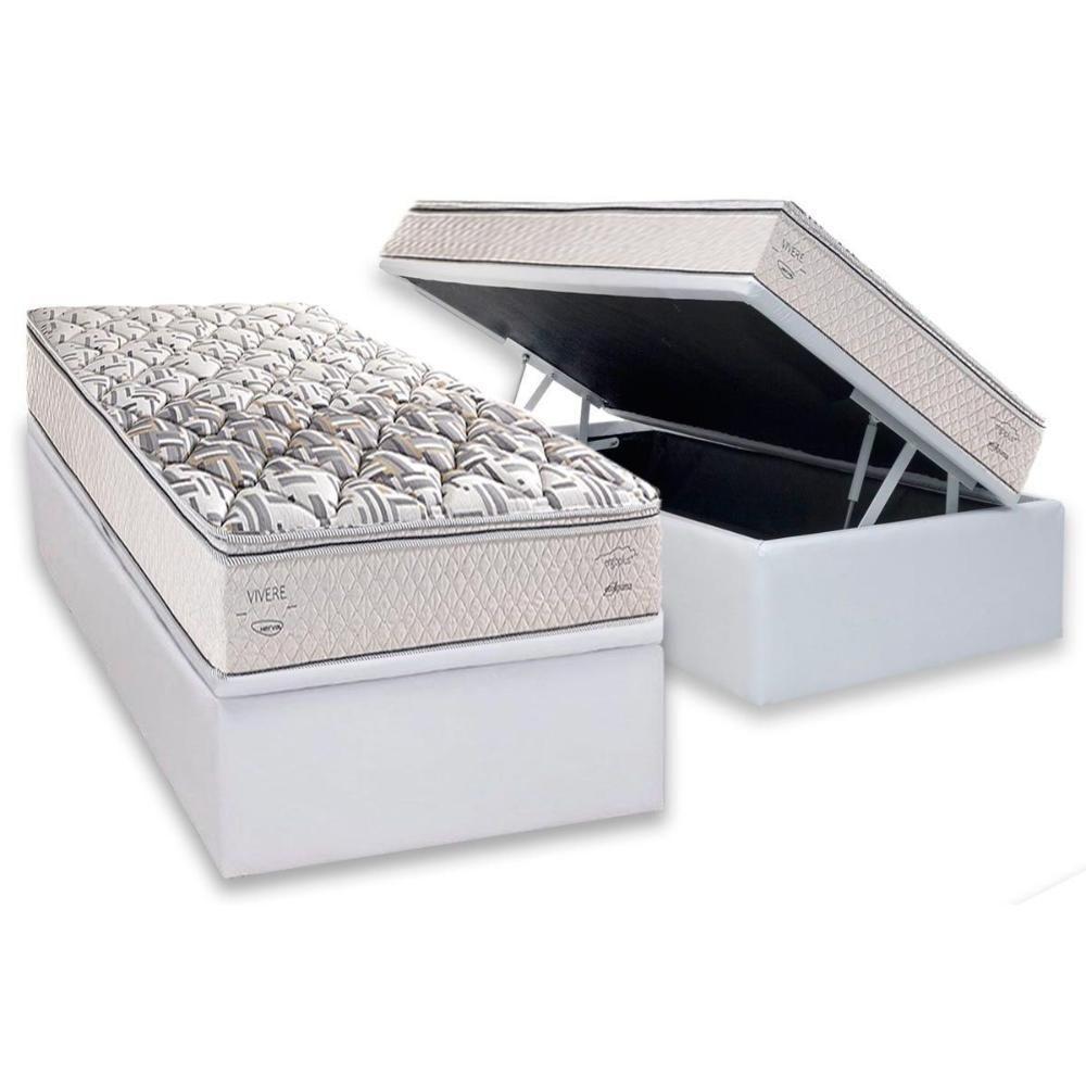 Cama Box Baú Solteiro: Colchão Ortopédico Herval Ag65 Santorini C1604 + Base Crc Linhão White (88x188) - 1