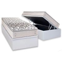 Cama Box Baú Solteiro: Colchão Ortopédico Herval Ag65 Santorini C1604 + Base Crc Linhão White (88x188) - 1