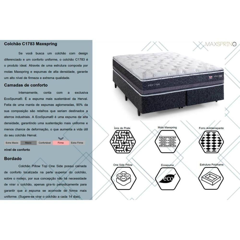 Conjunto Box Baú Queen: Colchão Molas Herval Maxspring C1783 + Base Crc Suede Gray (158x198) - 4