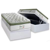 Cama Box Baú Solteiro: Colchão Molas Ensacadas Herval Monte Carlo Visco + Base Crc Linhão White (88x188) - 1