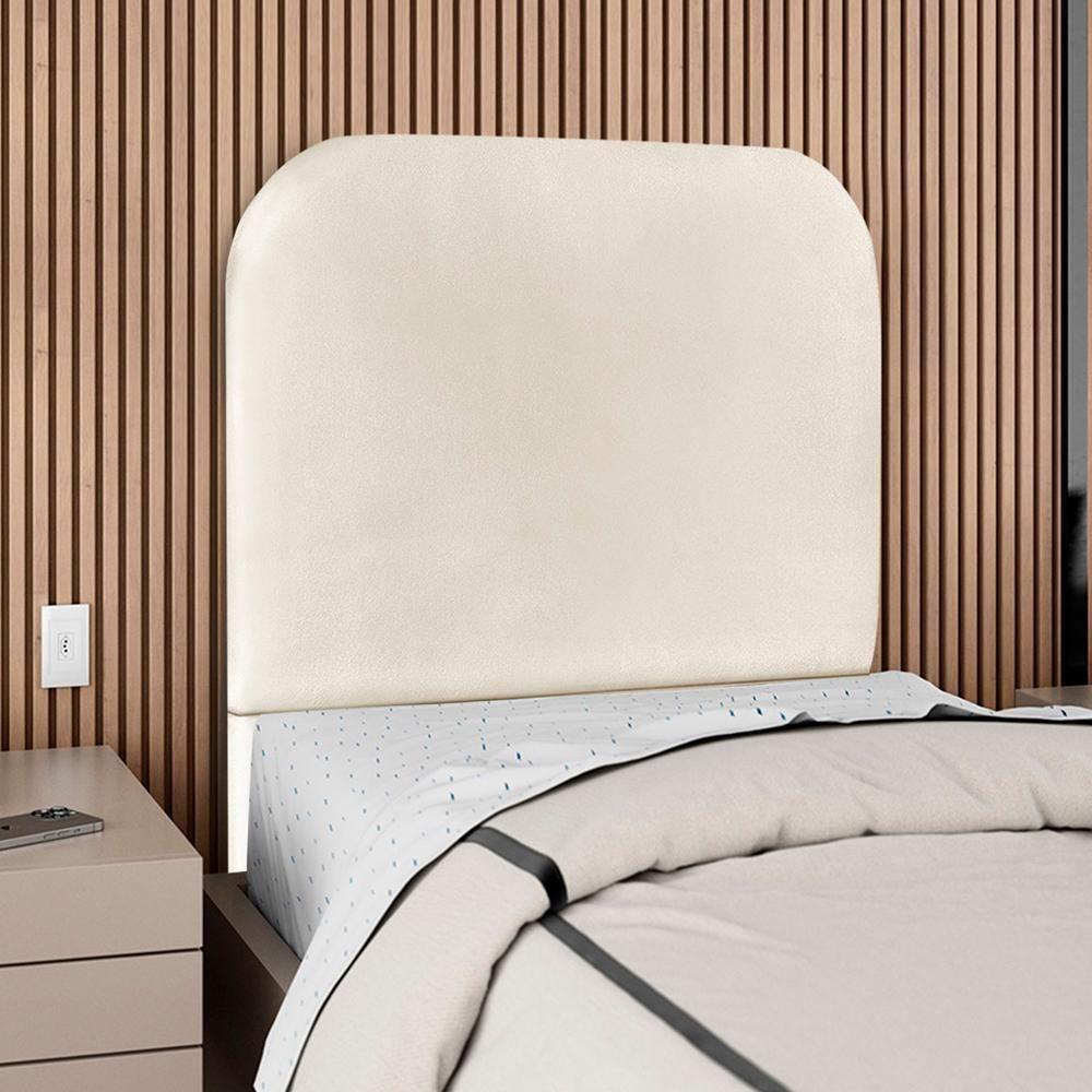 Cabeceira Solteiro 100 Cm Com Frame Alana Corino Bege Artte Bege - 2