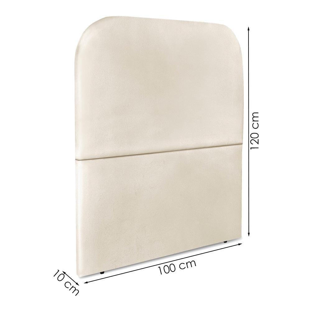 Cabeceira Solteiro 100 Cm Com Frame Alana Corino Bege Artte Bege - 3