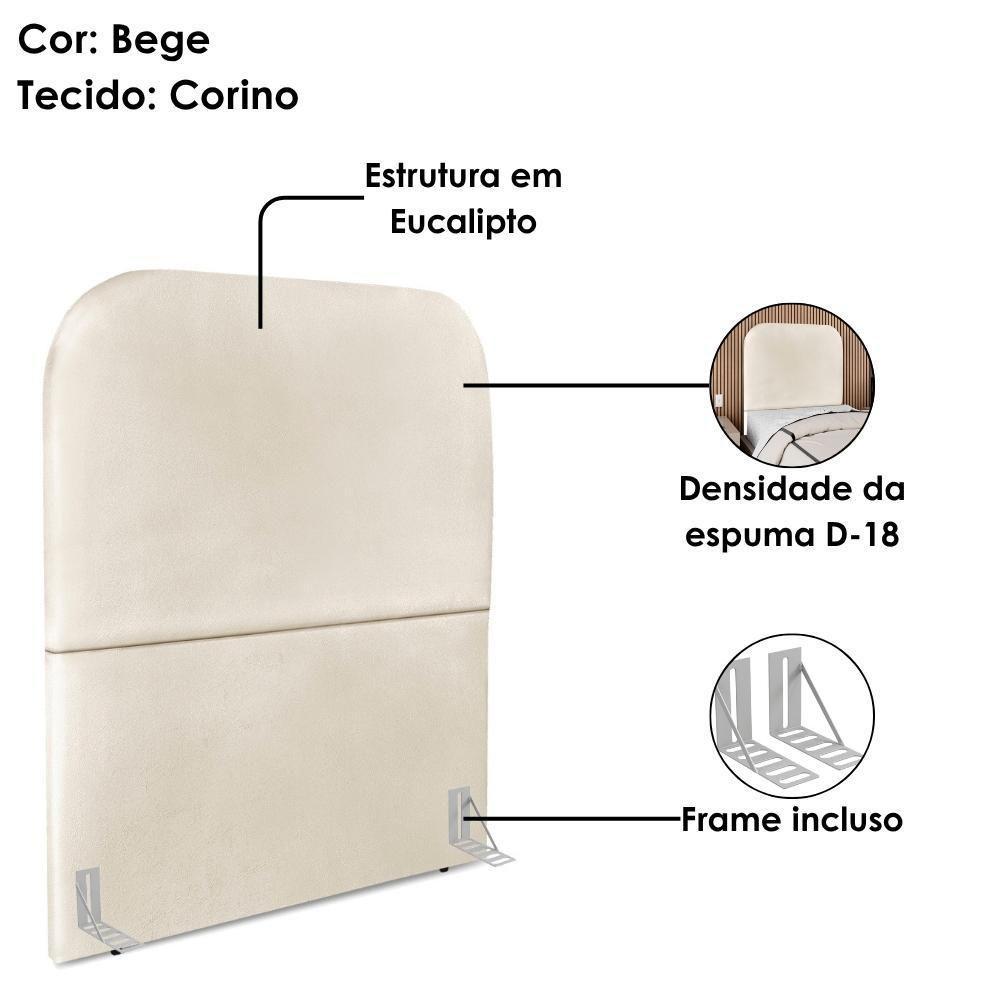 Cabeceira Solteiro 100 Cm Com Frame Alana Corino Bege Artte Bege - 4