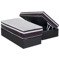 Cama Box Baú Solteiro: Colchão Molas Ensacadas Herval C1789 + Base Crc Suede Gray (88x188) - 1
