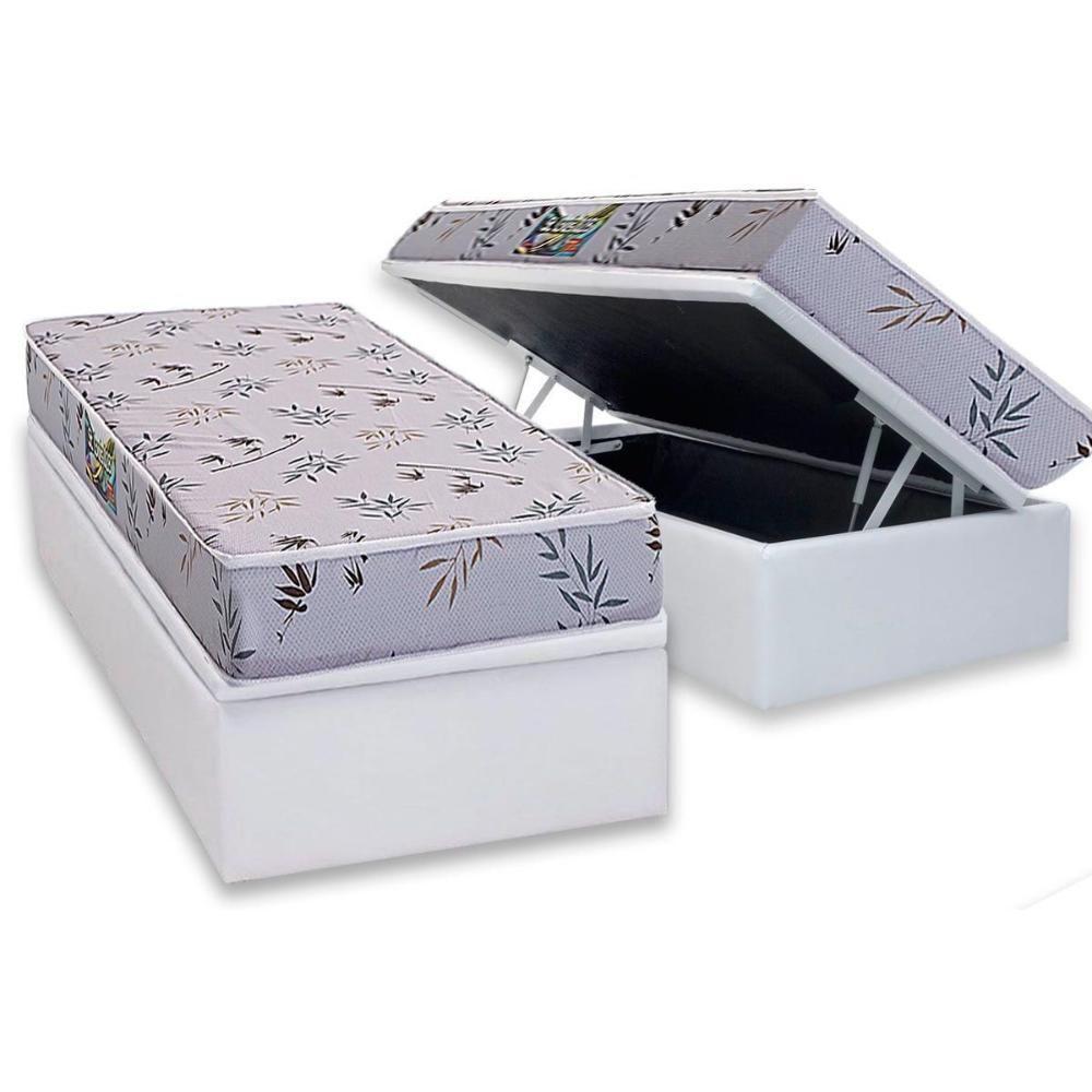 Conjunto Box Baú Solteiro: Colchão Espuma Herval D28 St. Louis + Base Crc Linhão White (88x188) - 1