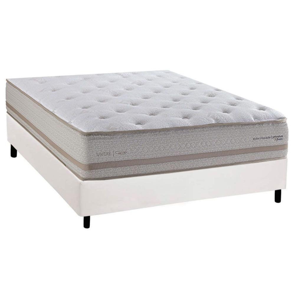 Cama Box Casal: Colchão Molas Ensacadas Herval C1740 + Base Crc Corano White (138x188) - 1