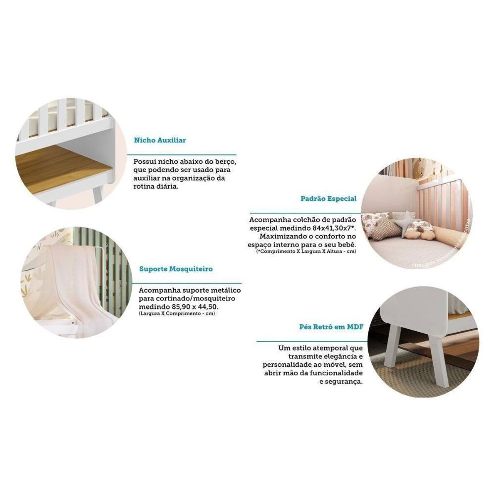 Berço Infantil Mini Guti 3 Em 1 Branco - Peroba - 5