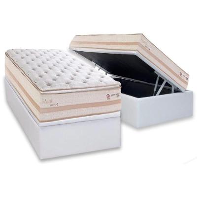 Conjunto Box Baú Solteiro: Colchão Molas Herval Maxspring Real + Base Crc Linhão White (88x188)