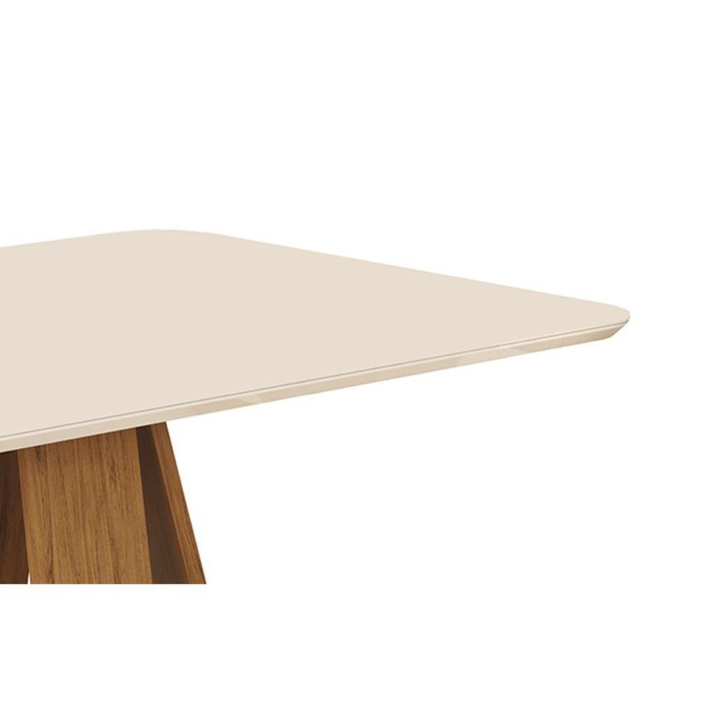 Mesa Multiuso Cozinha Kiara C- Tampo Madeirado C- Vidro Curvo 120x90cm Cedro-off White - Dj Móveis - 5