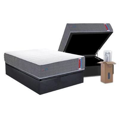 Conjunto Box Baú Casal: Colchão Espuma Herval D28 Singlecore + Base Crc Suede Gray (138x188)