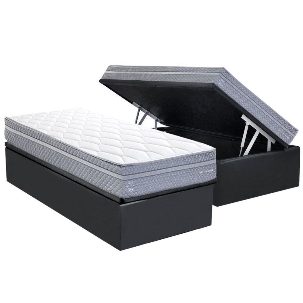 Conjunto Box Baú Solteiro: Colchão Molas Herval Maxspring C1780 + Base Crc Suede Gray (88x188) - 1