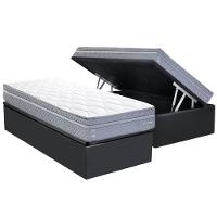 Conjunto Box Baú Solteiro: Colchão Molas Herval Maxspring C1780 + Base Crc Suede Gray (88x188) - 1