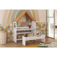 Escrivaninha P- Escritório Casinha C- Banco Branco-amendoa - Peroba - 1