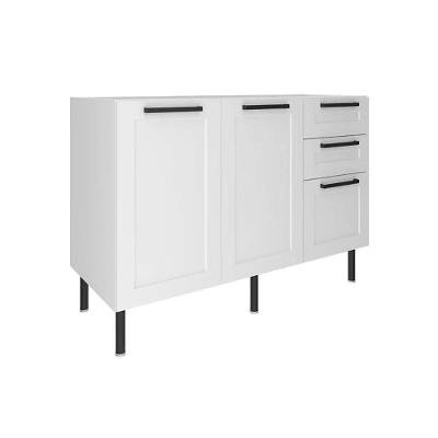 Balcão De Cozinha Modulado Cz-3300 S- Tampo C- 2 Portas E 3 Gavetas 120cm Branco - Tecno Mobili