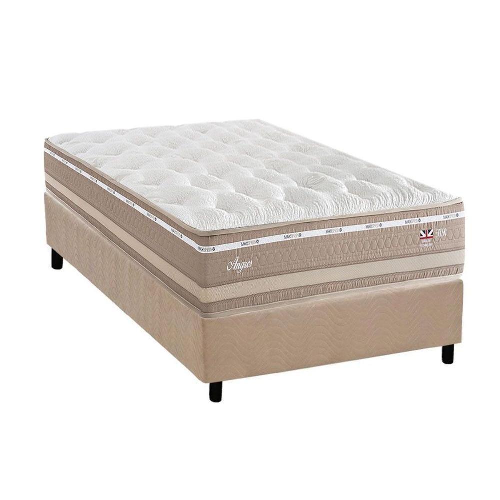 Cama Box Baú Solteiro: Colchão Molas Ensacadas Herval Maxspring Angres + Base Crc Suede Clean (88x188) - 1