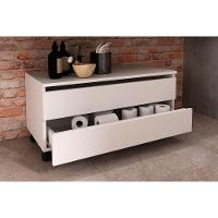 Bancada De Banheiro C- Rodízio Bn3603 S- Cuba C- 2 Gavetas 80cm Marmore Lunar-verde Mar - Tecno Mobili - 2