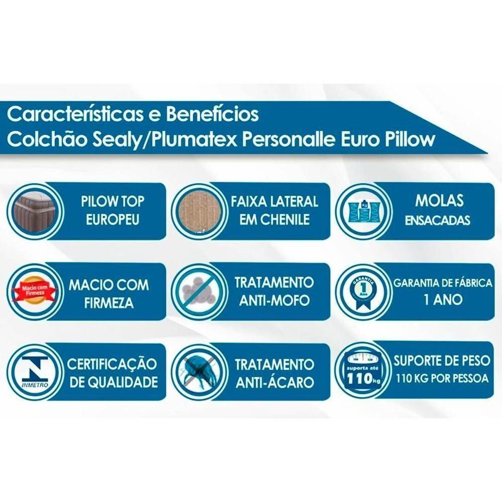 Colchão Solteiro Plumatex Molas Ensacadas Masterpocket Personalle Clean - 88x188x30 - 2