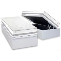 Cama Box Baú Solteiro: Colchão Molas Masterpocket Ensacadas Herval C1741 + Base Crc Linhão White (88x188) - 1